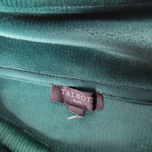 Talbots Plus Velour Pullover Green Long Sleeve Top Women’s 3X Cozy Christmas - Picture 4 of 10